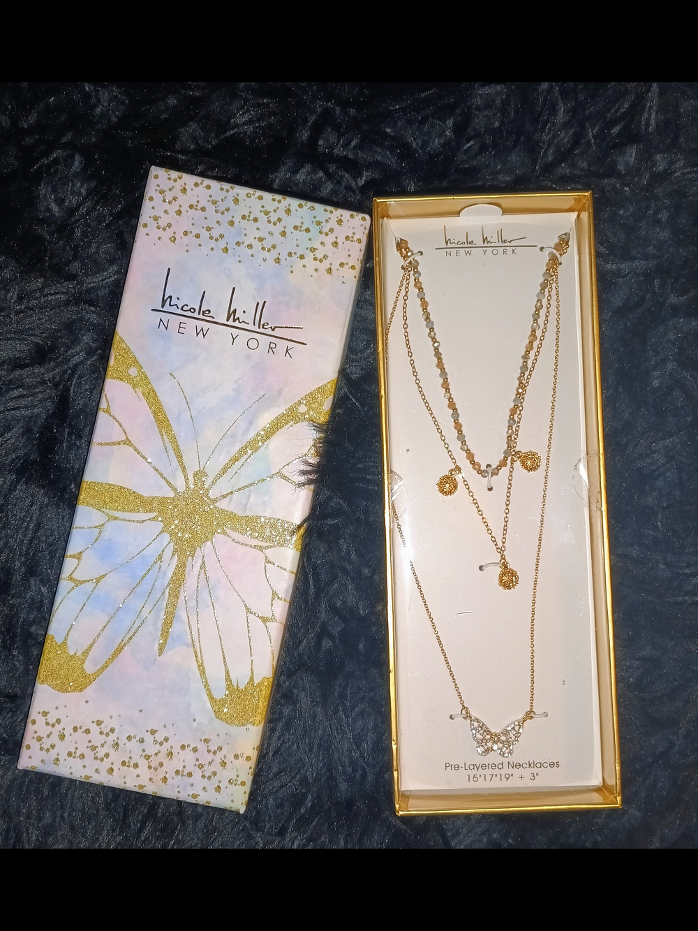 Nicole Miller Gold-Tone Layered Butterfly Necklace Set